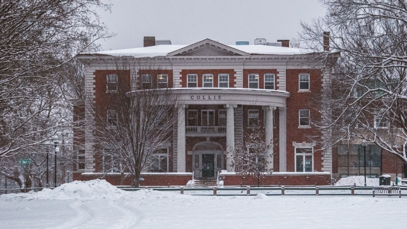 collis student center in the snow 