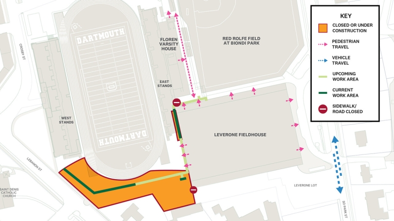 Large construction map for Dartmouth